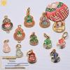Copper-Plated 24k Gold Gourd Fulushou Fu Charm Pendant for DIY Jewelry