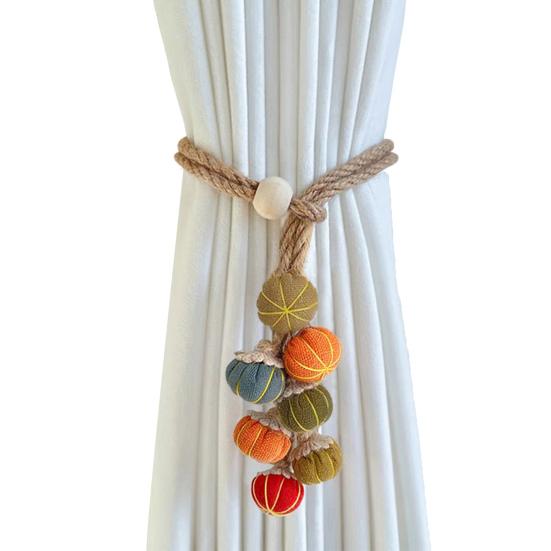 Halloween Pumpkin Curtain Tieback Farmhouse Adjustable Strap Fruit Vegetable Decorative Drape Window Curtain Holder Holdbacks Curtain Accessories