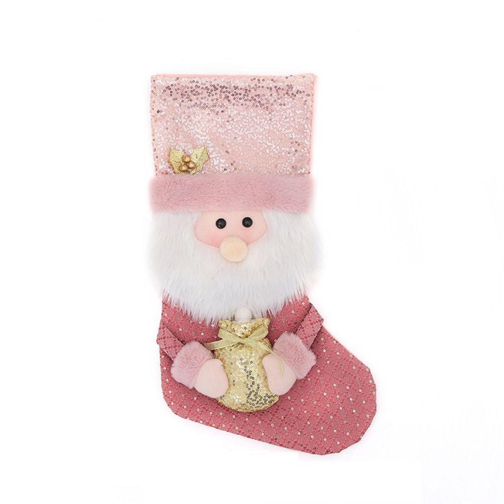 Large Capacity Pink Christmas Socks Decorative Christmas Children Candy Bags  Festival