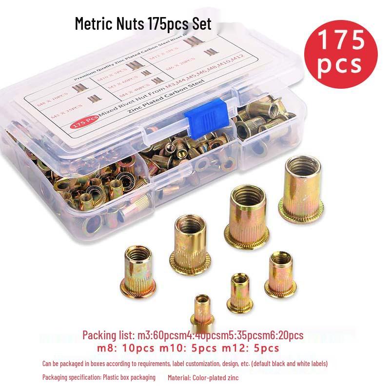 150-Piece Rivet Nut Set: Galvanized, Inch & Metric