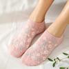 5 Paar Damen Niedliche Blumen 3D-Textur Knöchelsocken Vintage Dünn Niedrig geschnitten Rosa Bootssocken Unsichtbare Liner Socken