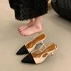 Summer new fashion pointed thin heel sandals color matching light mouth high heels empty fashion women's shoes