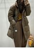 2024 Winter Korean Style Women's Stand Collar White Duck Down Mid-Length Jacket