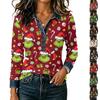 Women's Casual Long Sleeve Top Loose Fit Stylish Color Block Patchwork Shirt Comfortable Everyday Blouse