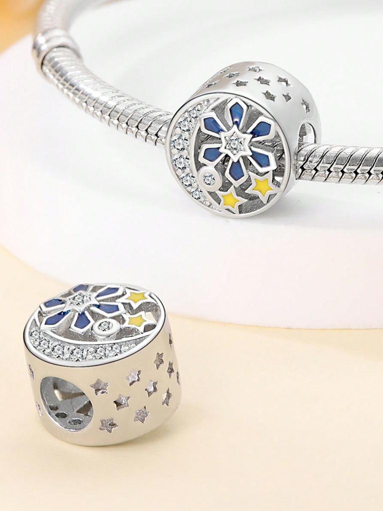 Winter Blue Snowflakesnow House Beads Charm Copper Plated Fit Charms Copperoriginal Bracelet For Jewelry Making Diy Charm