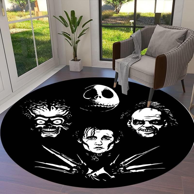 1pc Horror Icons Round Carpet, Made of Polyester,Perfect for Decorating Office Chairs, Living Rooms,fplt188