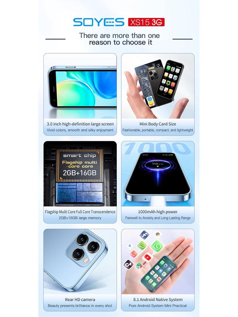 SOYES XS15 Mini Phone: Quad-Core Android, Traditional Chinese, Google, Dual SIM, Dual Standby, Spare Phone.