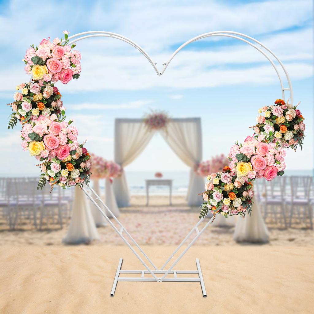 6.7FT Heart Shape Wedding Metal Backdrop Iron Arbors Background Stand for Floral Wedding Proposal Birthday Party Decorations