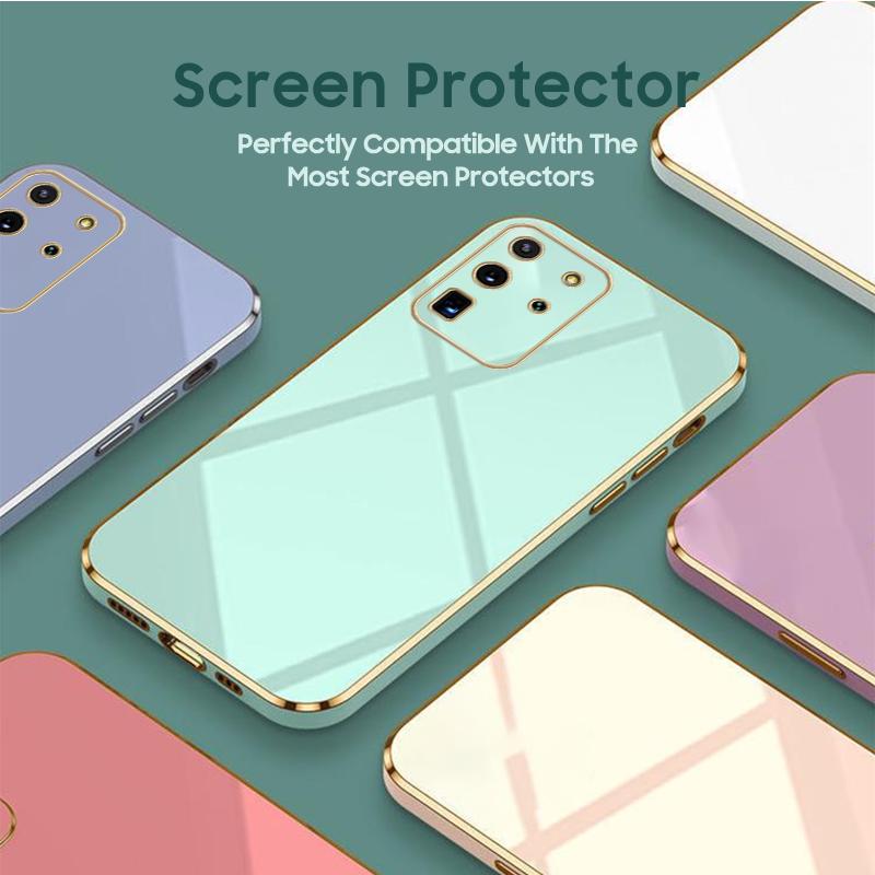 Einfarbiges galvanisiertes weiches Handyhülle für Samsung Galaxy S24 S23 S22 S21 S20 FE S10 Note 20 10 Ultra Plus Kameraschutz Silikonhülle
