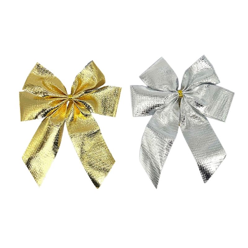 Sturdy Cloth Holiday Bowknot Decoration Classical Red Christmas Tree Accessory Fade Resistant Holiday Ornament
