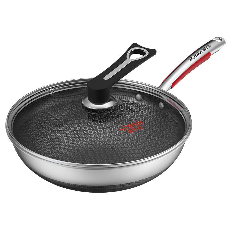 KOBACH 32cm 304 Stainless Steel Honeycomb Stir-fry Wok