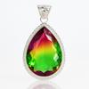115 Ct Lab Multi Color Pear Gems Pendant Brazilian 925 Sterling Silver Gemstone Jewelry Gift
