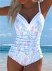 1011 new European and American printed one-piece swimsuit women's beach hot spring sexy swimsuit