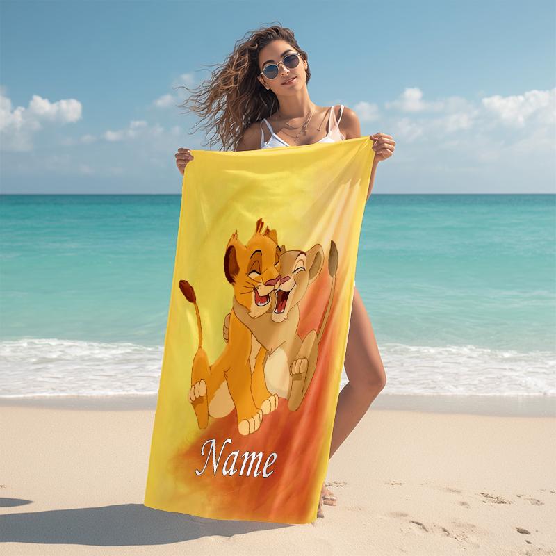 Personalized Lion Sunset Majesty Beach Towel Microfiber Beach Towel Thin Absorbent for Beach Swimming Yoga Bath Sports. 0910231