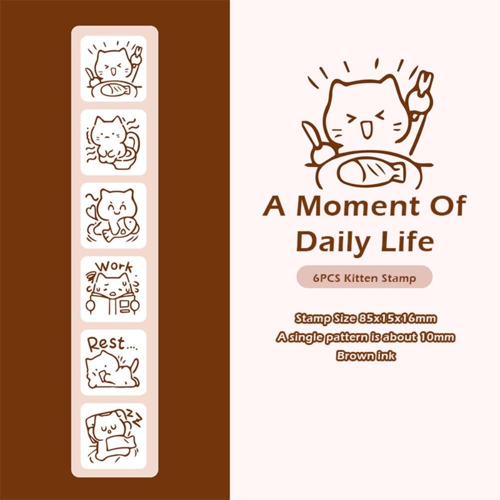 Daily Life Good Mood Series Cat Pattern Stamp Mini Decorative Stamp  Journaling Planner