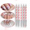 5 Pcs Dual-Ended Nail Art Silicone Sculpting and Dotting Tools Acrylic Handle Nail Art Brushes Silicone Nail Polish Carving Pen for Gradient,