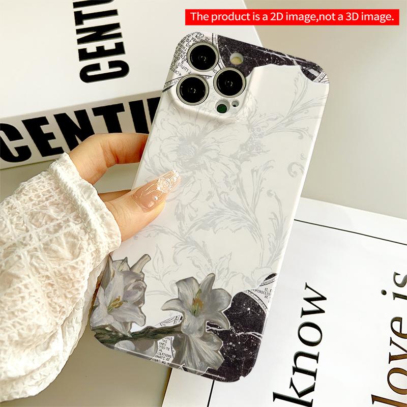 2DFlat Floral and Celestial Design All inclusive film hard iPhone case, compatible with iPhone 18 Pro Max 17 16 15 14 13 12 11