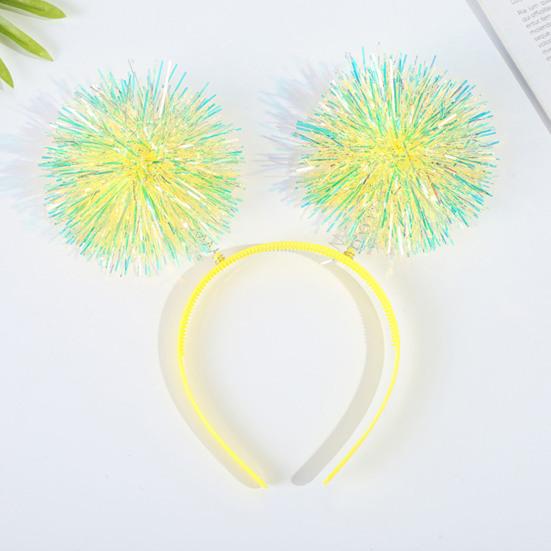 Party-Stirnband, Haarreif mit flauschiger Kugeldekoration, Elastisches Metallfolien-Stirnband für Partys, Cosplay, Halloween-Haare