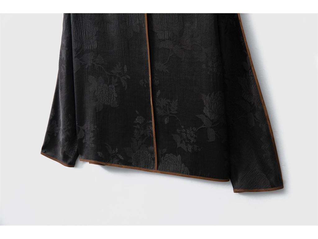 Reversible Chinese-Style Silk Crepe Retro Top - Mulberry Silk Long Sleeve Loose T-Shirt, Autumn Collection