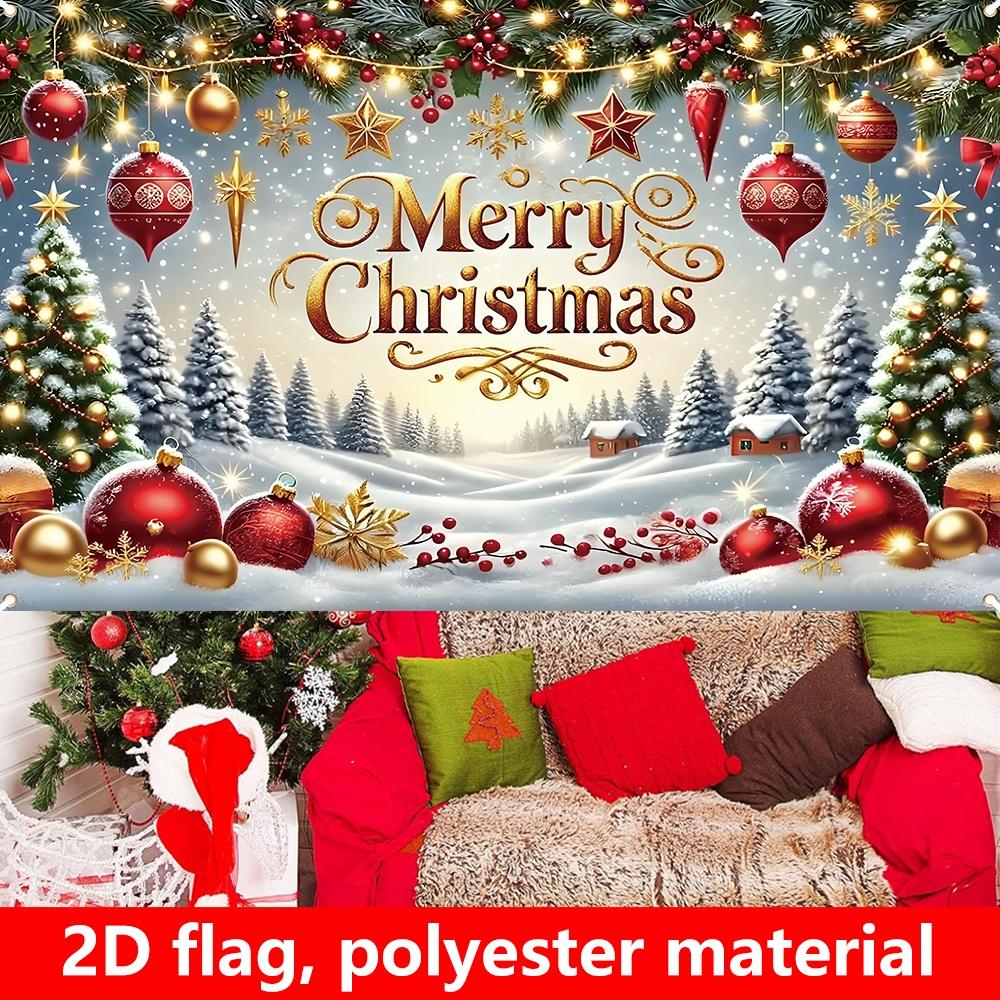 1 Piece 2D Flat Flags Christmas Party Decorative Flags Exclusive Flags with Halloween Snow and Christmas Tree Patterns