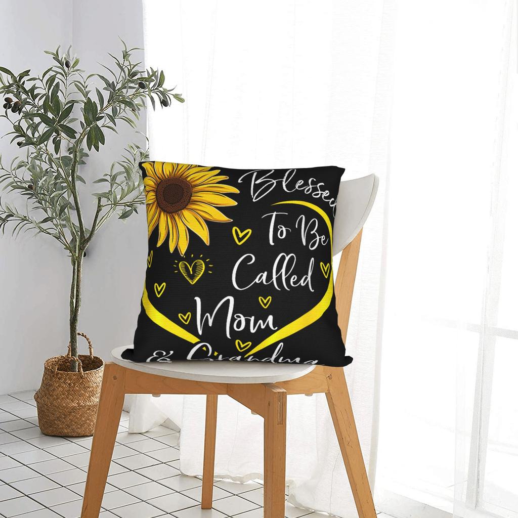 Blessed To Be Called Mom And Grandma Mother's Day Heart Square Pillow Case Cushion Covers Pillowcase for Living Room 45x45cm