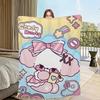 cute dog cartoon nonomochi pink Blanket Flannel warm comfort  soft plush blanket for sofa living room office bedroom travel gift