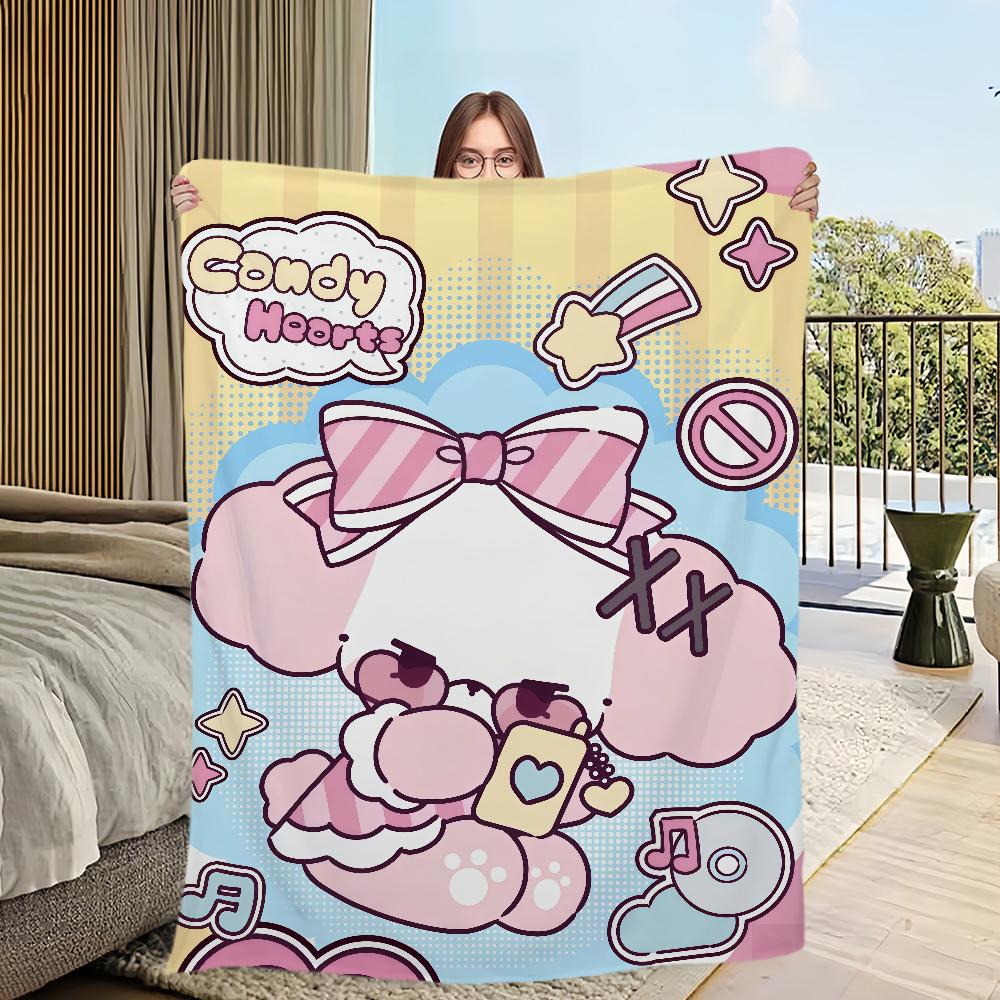 

cute dog cartoon nonomochi pink Blanket Flannel warm comfort soft plush blanket for sofa living room office bedroom travel gift 75x90cm