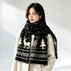 Red Christmas scarf women's winter gift Korean version of versatile Internet celebrity cute deer warm thickened wool scarf