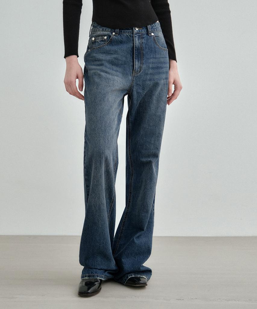 MONGDOL Natural Semi Bootcut Denim Jeans Blue Mdpt059Dblue