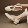 Fashion Casual Woman Shoe Low Heels Square Toe Female Footwear Summer New Dress On Heels Mary Janes PU Leisure Solid TPR Buckle Strap
