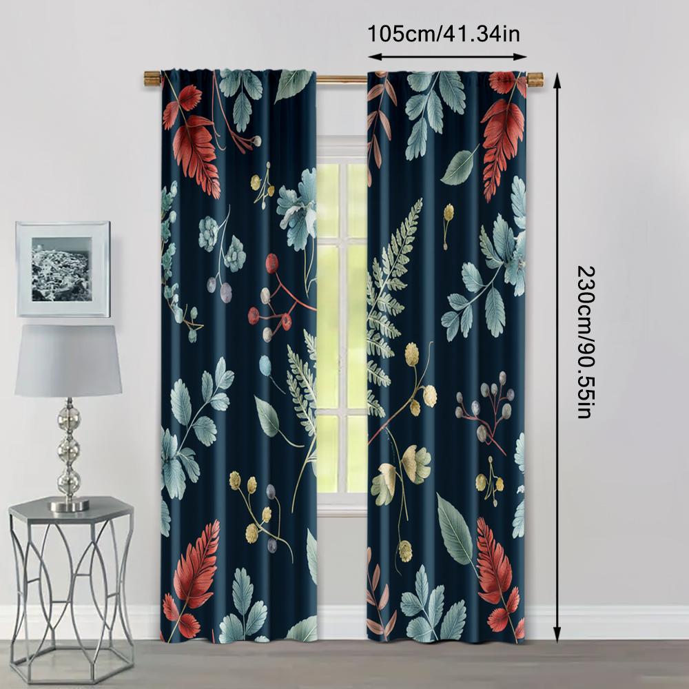 2pcs, Contemporary Curtains Boho Nature Leaf Versatile 100% Polyester (without Rod) All Seasons Perfect for Bedroom Living Room