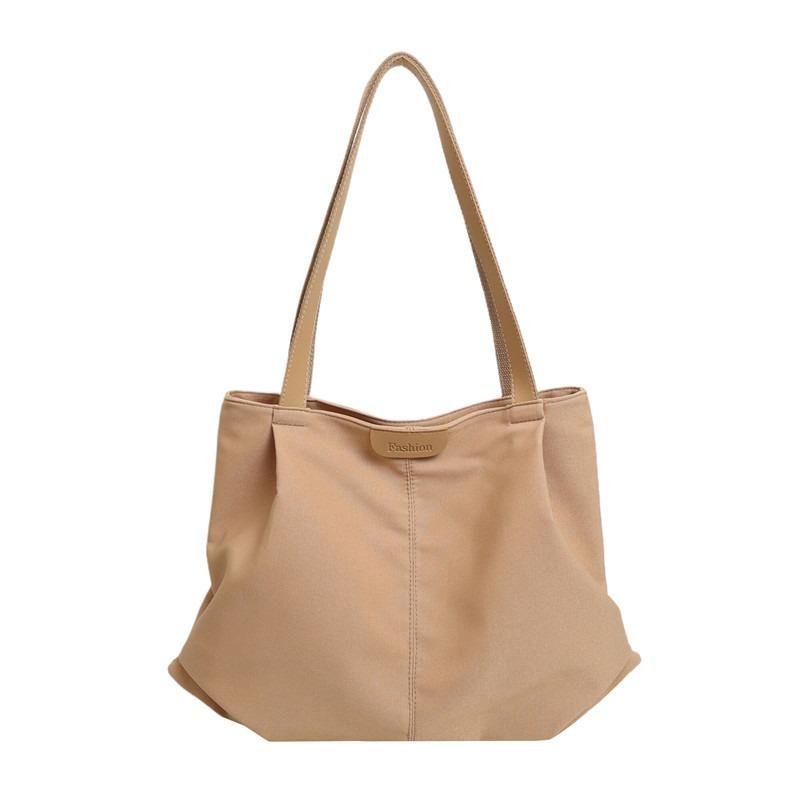 Simple large-capacity tote bag, student class canvas bag, shoulder bag, commuting versatile casual solid color handbag, women