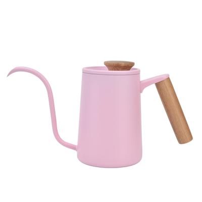 Cafetera de Goteo con Mango de Acero Inoxidable Boquilla de Cuello de Cisne Hervidor de Goteo Cafetera Tetera Rosa 600ml