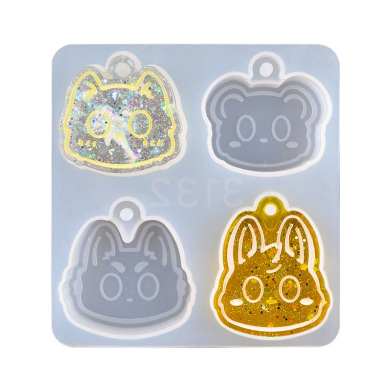 Pendant Silicone Mold,Cute Cats for Head Earrings Resin Mold for Necklace Keychain DIY Crystal Epoxy Resin Jewelry Ma