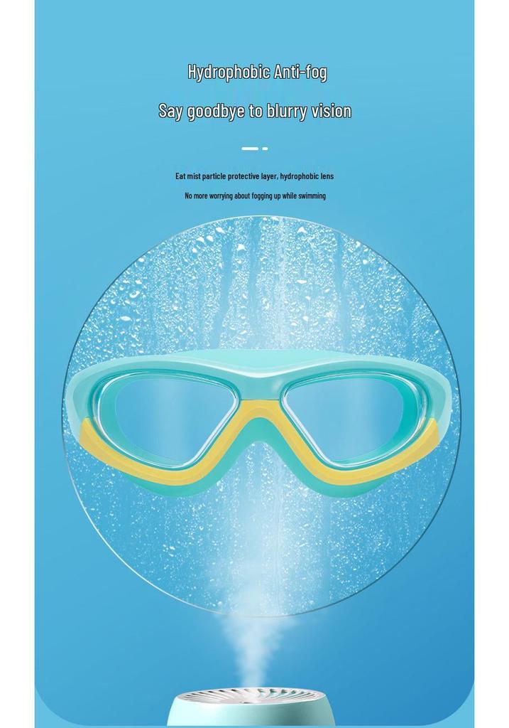 Kids' Waterproof & Anti-Fog HD Swim Goggles with Earplugs - Stylish Unisex Large Frame Diving Goggles
