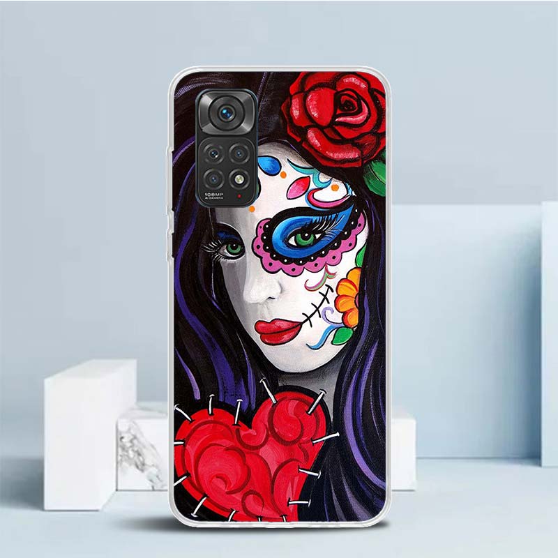 Catrina Beautiful Rose Girl Skull Soft Cover for Xiaomi Redmi Note 15 14 13 12 Pro Plus Phone Case 14S 11S 11T 11E 10S 10 4G Pat