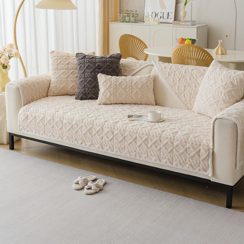 1 Stück Klassischer Jacquard Shu Velveteen Sofabezug, Couchüberwurf Passend für Sessel bis Ecksofas, Fuzziger Sofaschutz für Heim- und Bürodekor