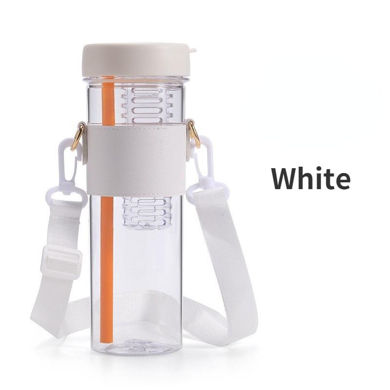 800ml Large Capacity Water Bottles with Strap Dry Wet Separation Fruit Lemon Filter Plastic Drinking Bottle with Straw Outdoor Sports Water Cup