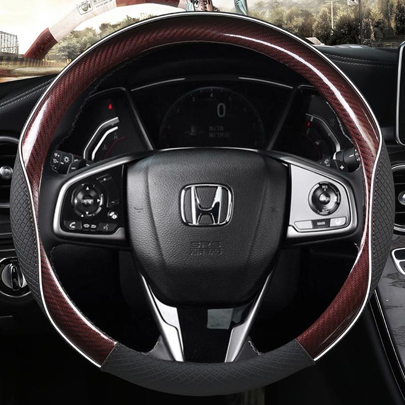 

Для Honda Civic 10-го поколения (ФК/ФК) 2016 ~ 2022 Автомобильный чехол на рулевое колесо Углеродное волокно + кожа Авто