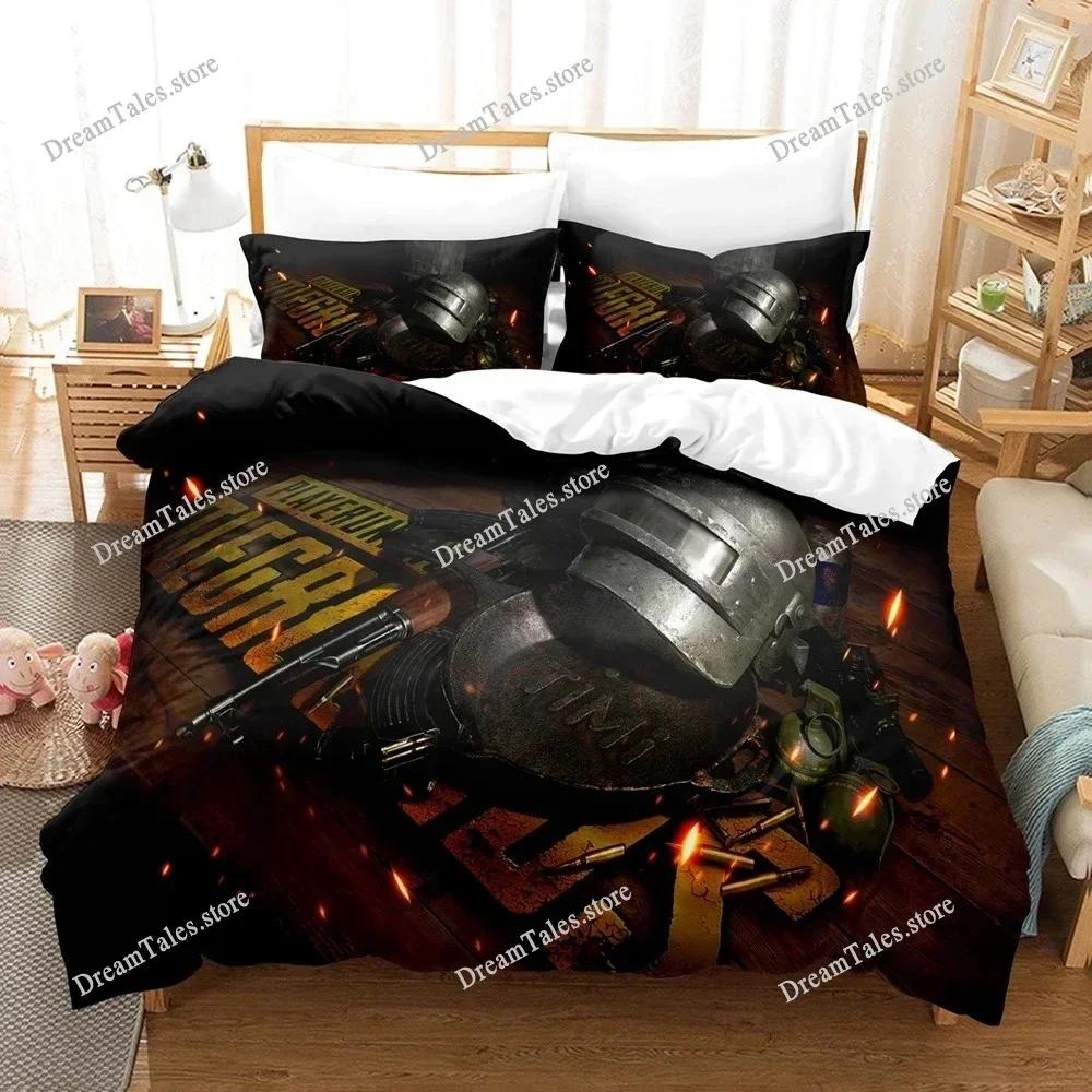 Spiel Battlegrounds PUBG Bettwäscheset Jungen Mädchen Twin Queen Size Bettbezug Kissenbezug Bett Kinder Erwachsene Heimtextilienextile741