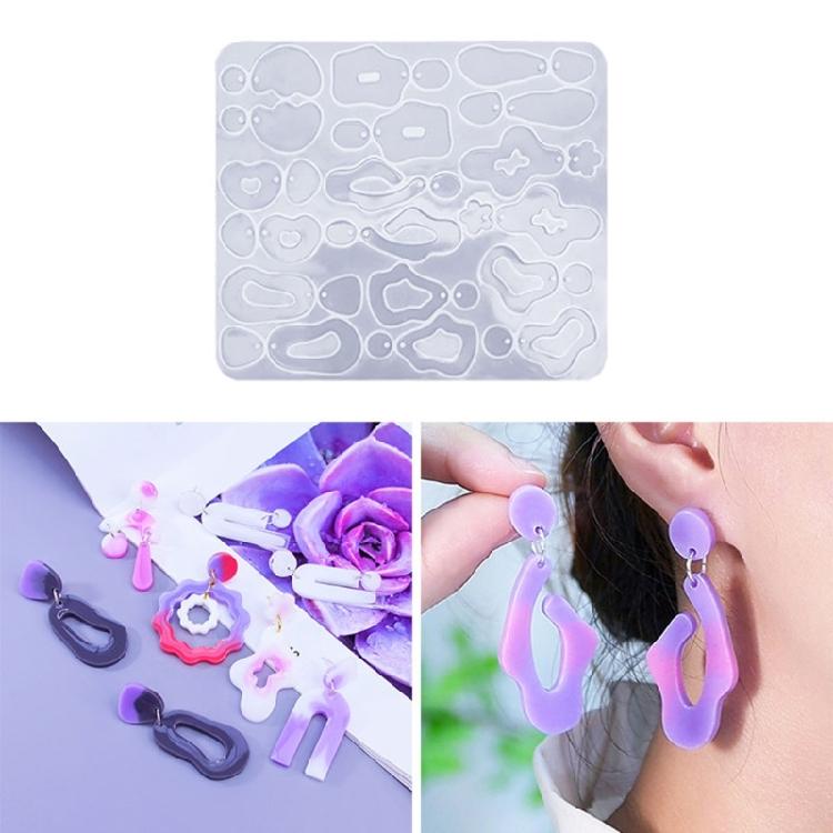 4Pcs Earrings Silicone Mold Crystal Epoxy Resin Mould Irregular DIY Ear Drops