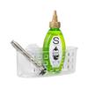 Medium Suction Cup Shower Organizer Clear Plastic Bathroom Basket Self-Draining Holds Razor Soap Easy Install Rust Resistant