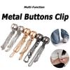 Multi-Function Magnetic Clothing Clip with Chain Metal Buttons Clip Clothes Scarf Trouser Legs Cuff Fixing Magnet Pin Decor