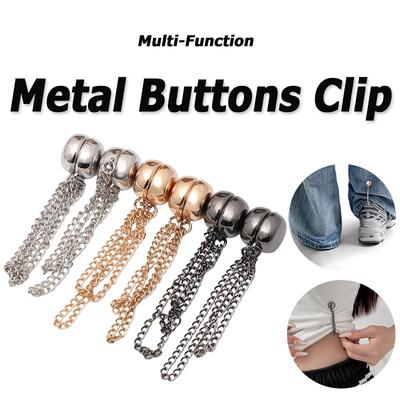 Multi-Function Magnetic Clothing Clip with Chain Metal Buttons Clip Clothes Scarf Trouser Legs Cuff Fixing Magnet Pin Decor