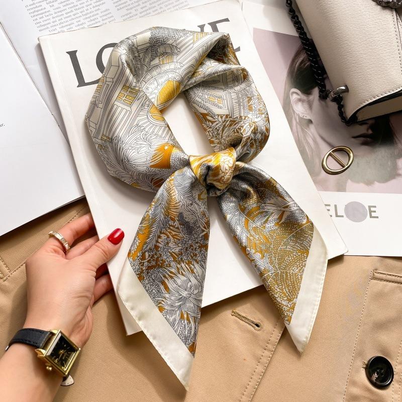 Zhang Ruonan silk scarf women's spring and summer new fashion retro accessories scarf neck high-end small square scarf