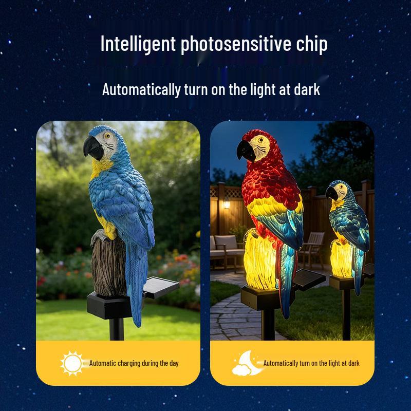 Solar Parrot Resin LED Lamp for Garden and Outdoor Decor