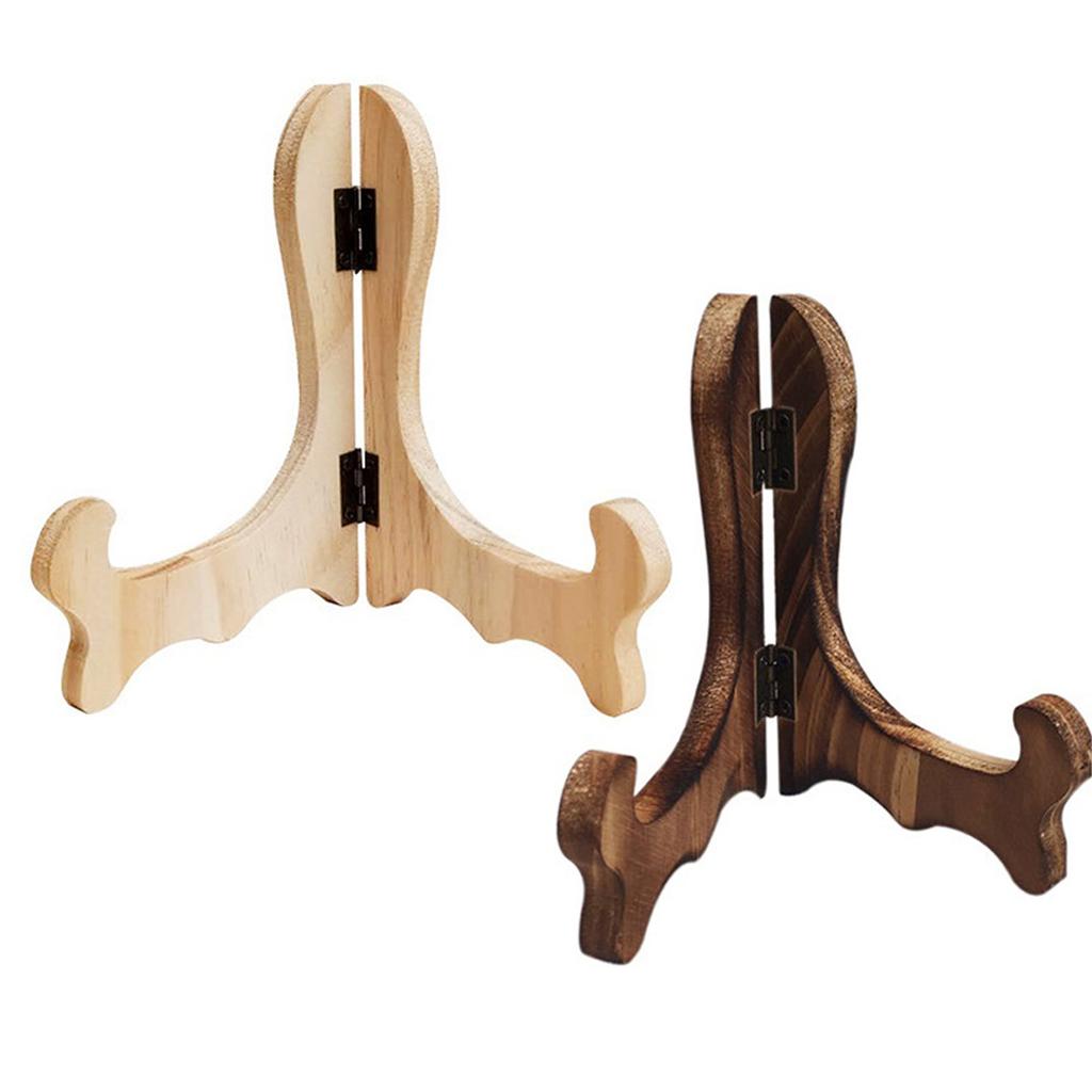 2 Pieces Sturdy Wood Display Stands for Plates and Sculptures Suitable for Any Decoration Elegant Styles Various Sizes