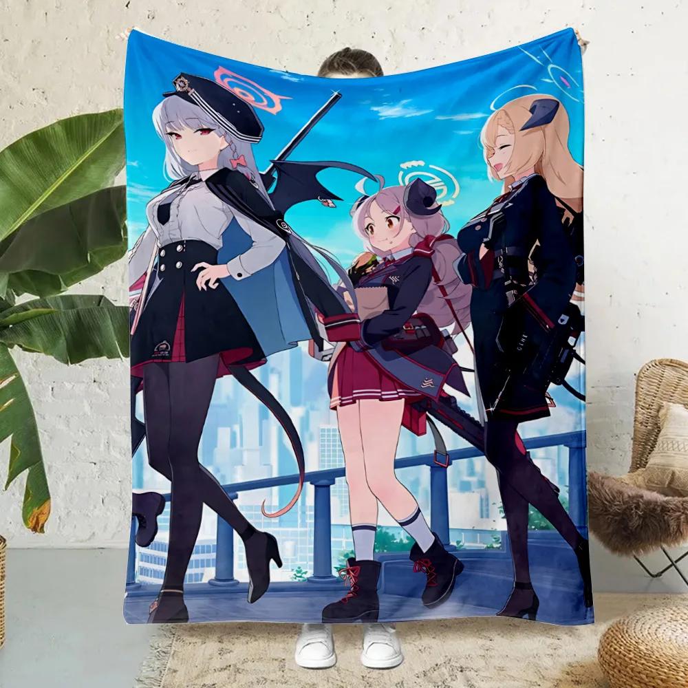 New Anime Girl Shiroko Blue Archive Printed Picnic Blankets Warm Blanket Soft and Comfortable Blanket Home Travel Birthday Gift