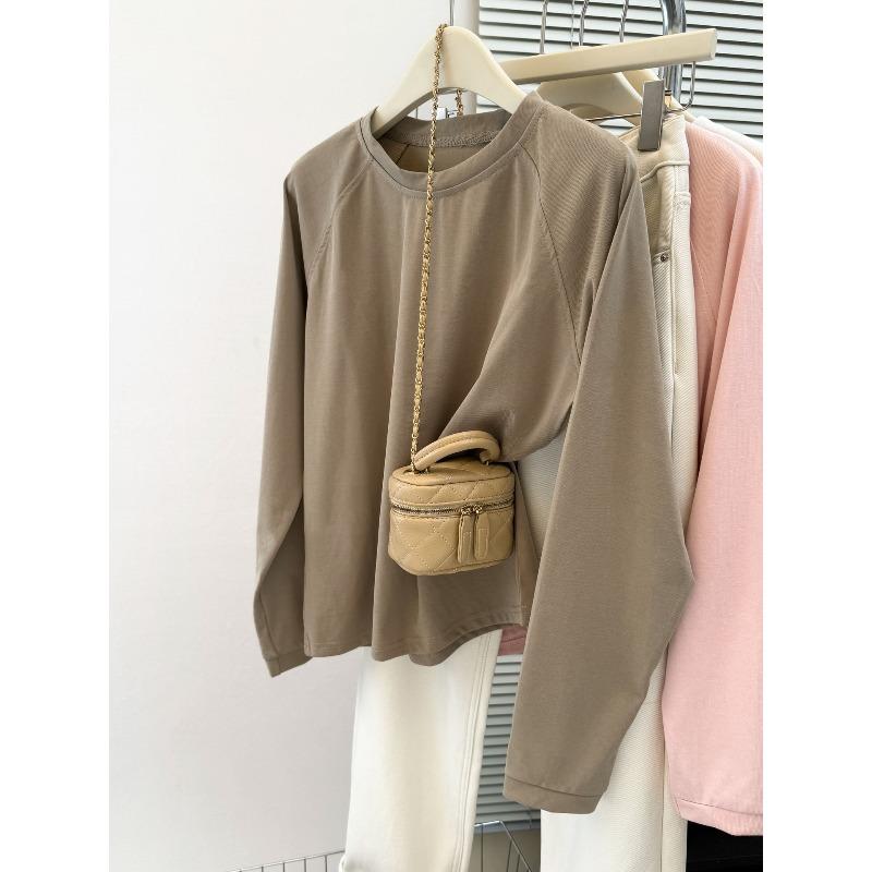 

Реальное фото хлопковая футболка с длинным рукавом женская сезон однотонная свободная верхняя одежда базовая рубашка с плечевым рукавом топ 2XL