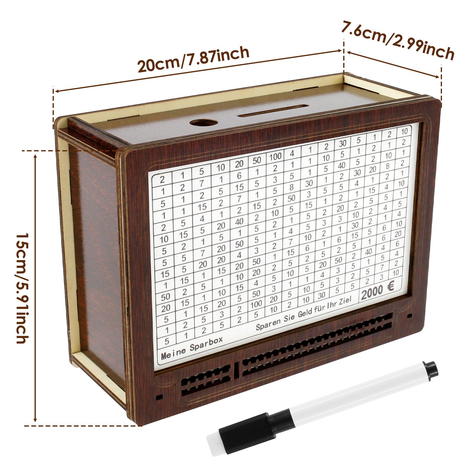 

Деревянная копилка со счетчиком Многоразовая копилка Копилка со стираемой ручкой Ретро Копилка Дисплей Портативная коробка для экономии денег